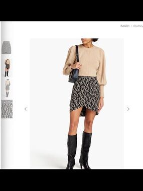 Ba&sh Black Patterned Wrap Mini Skirt